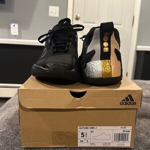 Adidas Kids 4uture One J Black with Gold Accents Sneakers
